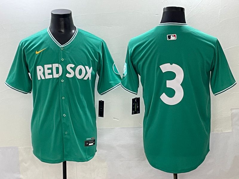 Men 2025 Boston Red Sox #3 No Name Green Joint Name Nike MLB Jersey style 1